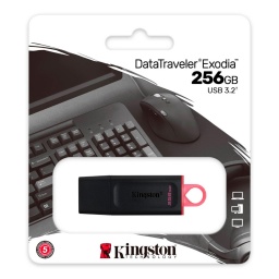 Pendrive Kingston 256gb Usb 3.2 Gen 1 Datatraveler Exodia Negro Con Rojo Ch411kng14