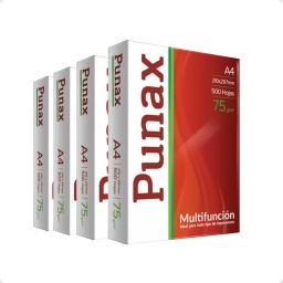 Resma Punax A4 multifuncin de 500 hojas de 75g blanco pack X4 Unidades