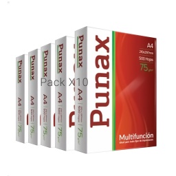 Resma Punax A4 multifuncin de 500 hojas de 75g blanco pack X10 Unidades