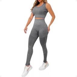 Conjunto Top Y Calzas Levanta Gluteos Gris Talla SM