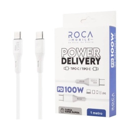 Cable De Datos Roca Power Delivery Tipo C A Tipo C 100cm 100w Blanco