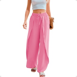 Pantaln Palazzo Liso Con Abertura Ambas Piernas Rosa