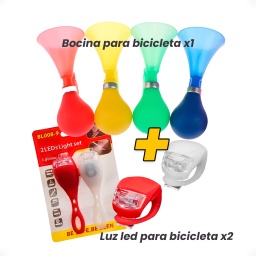 Bocina Para Bicicleta + 2 Luces Led Silicona